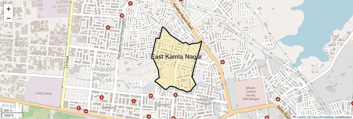 Location Map of East Kamla Nagar, Bhopal