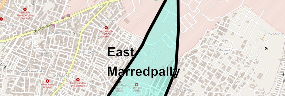 Location Map of East Marredpally, Hyderabad