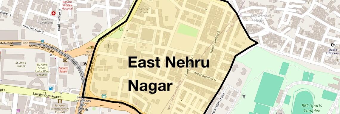 Location Map of East Nehru Nagar, Hyderabad