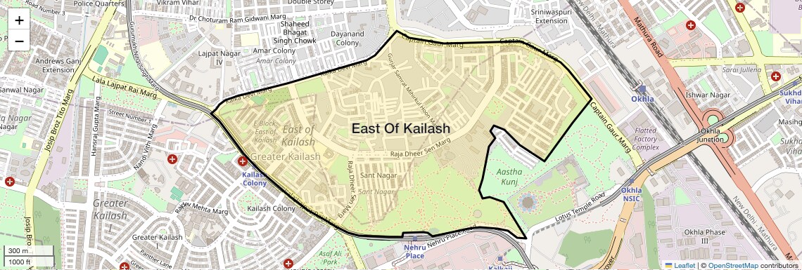 Check Time Travel of East Of Kailash, Delhi