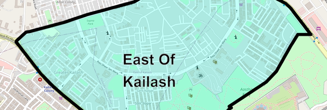 Location Map of East Of Kailash, Delhi