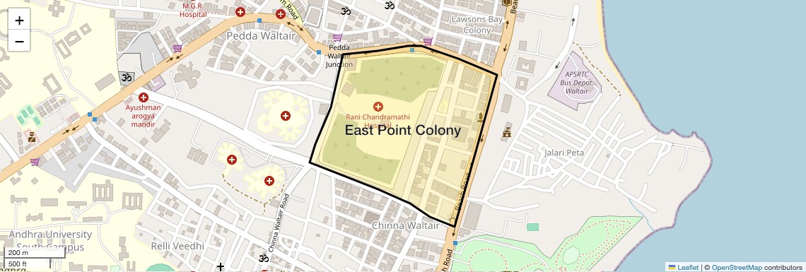 Location Map of East Point Colony, Vizag