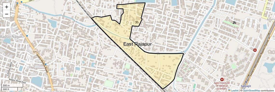 Location Map of East Rajapur, Kolkata