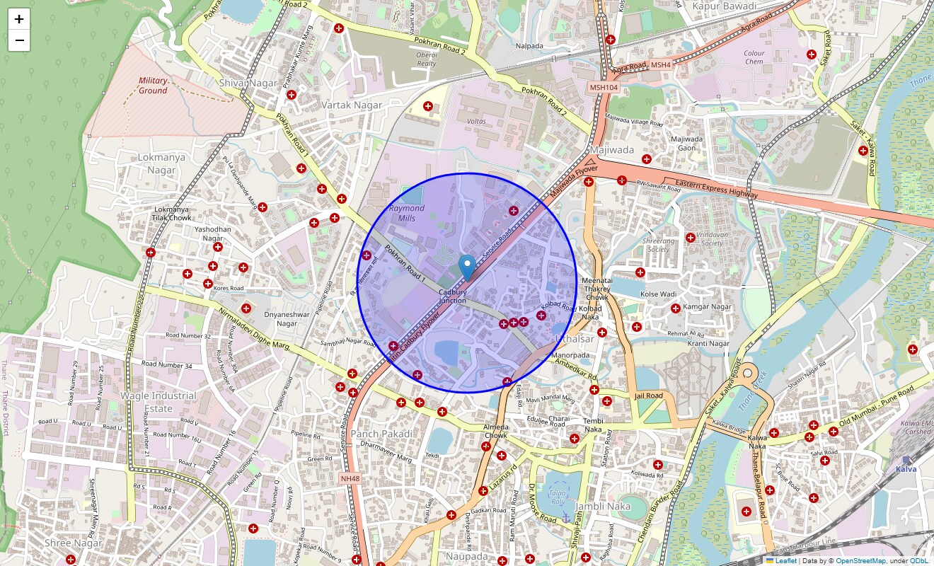 Location Map of Eastern Express Highway, Thane