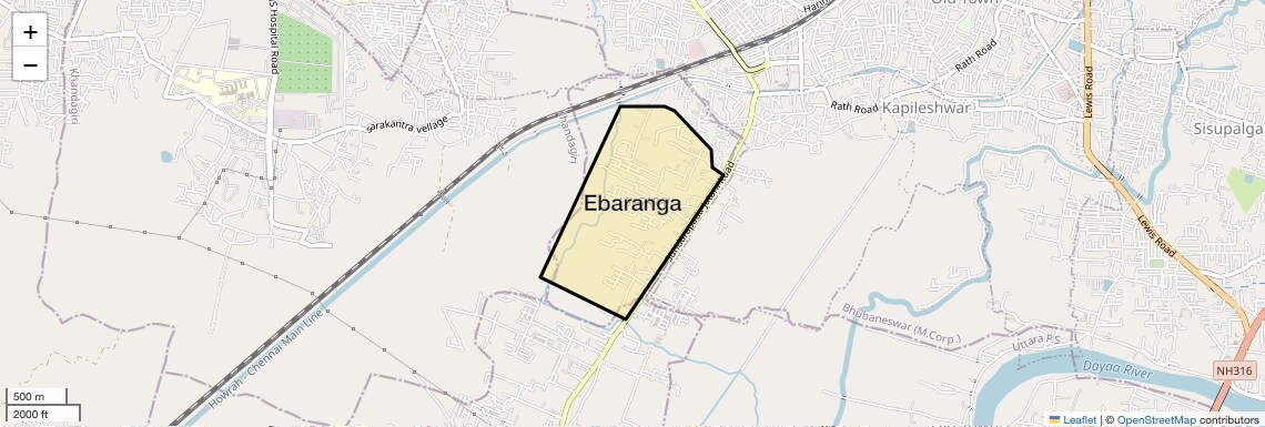 Location Map of Ebaranga, Bhubaneswar