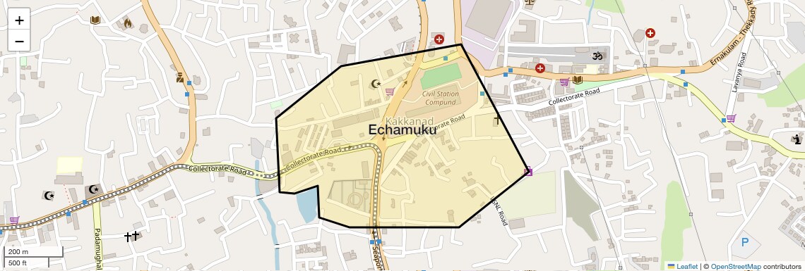 Location Map of Echamuku, Kochi