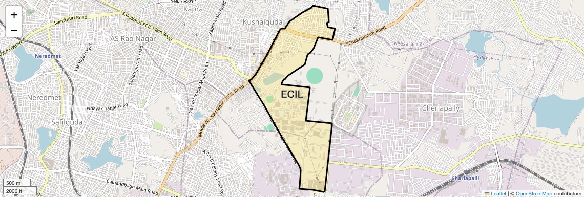 Location Map of ECIL, Hyderabad
