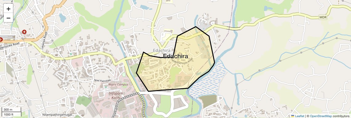 Location Map of Edachira, Kochi