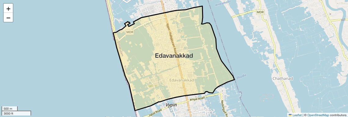 Location Map of Edavanakkad, Kochi