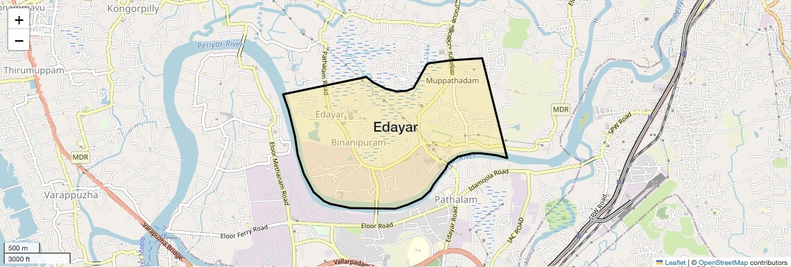 Location Map of Edayar, Kochi