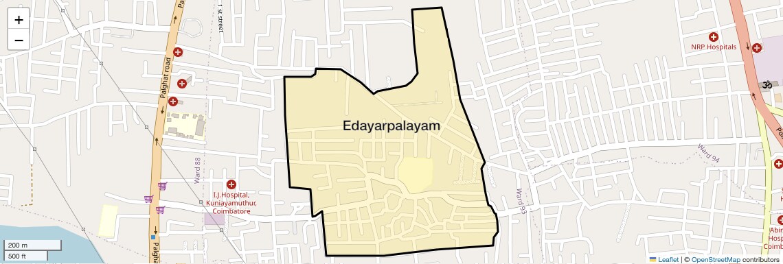 Location Map of Edayarpalayam, Coimbatore