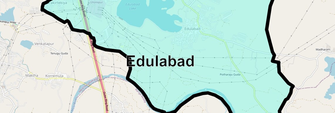 Location Map of Edulabad, Hyderabad