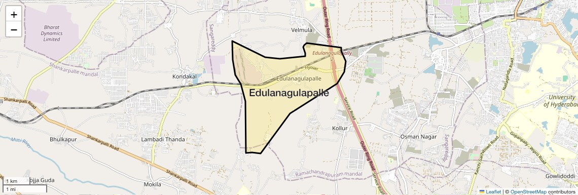 Location Map of Edulanagulapalle, Hyderabad