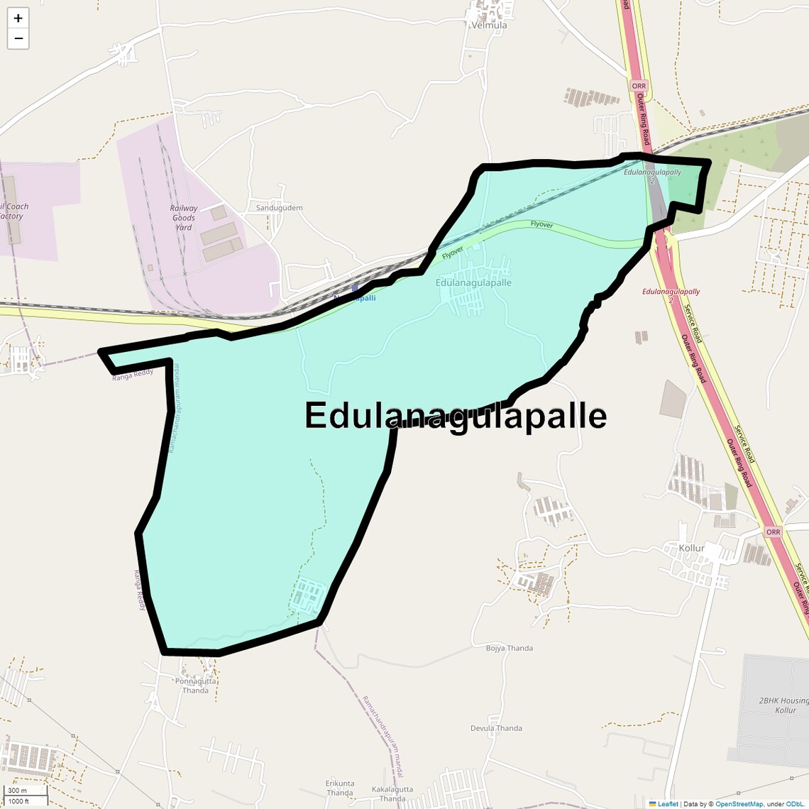 Location Map of Edulanagulapalle, Hyderabad