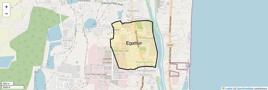 Location Map of Egattur, Chennai