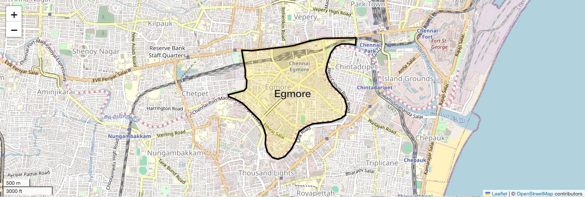 Location Map of Egmore, Chennai