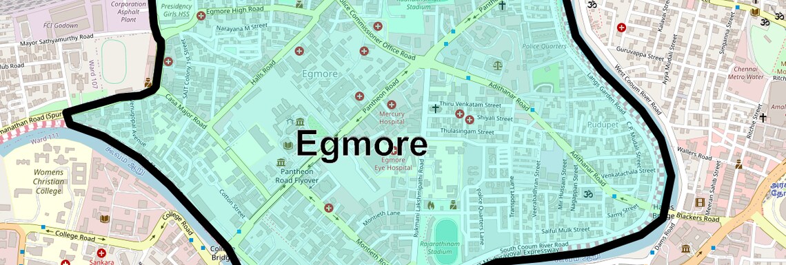 Location Map of Egmore, Chennai