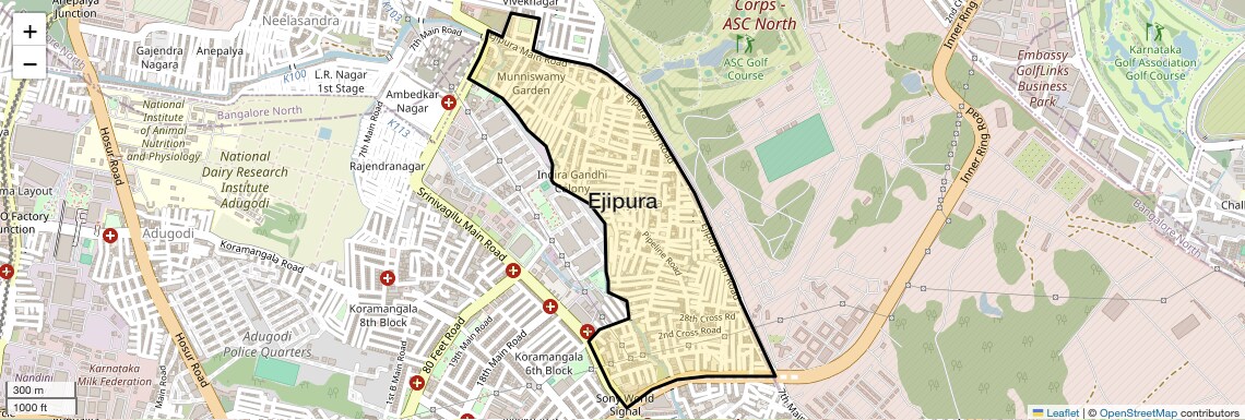 Location Map of Ejipura, Bangalore