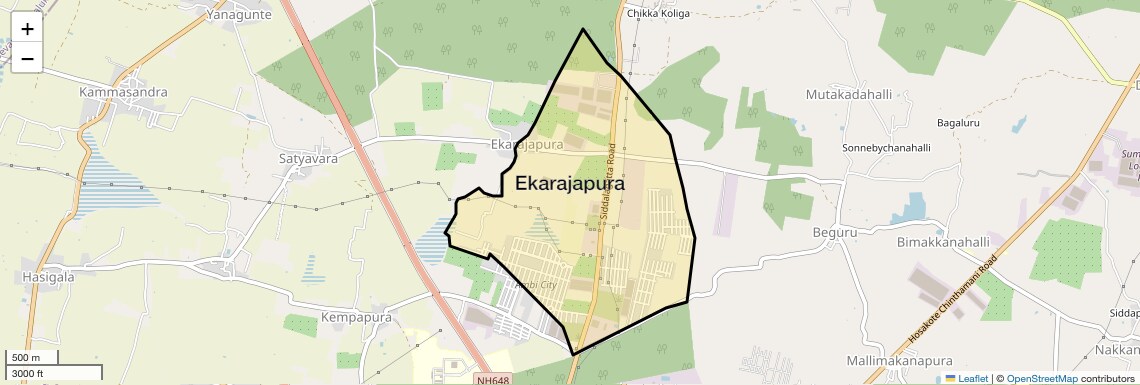 Location Map of Ekarajapura, Bangalore