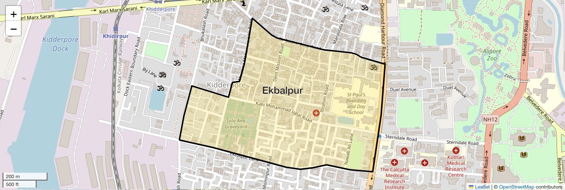 Location Map of Ekbalpur, Kolkata