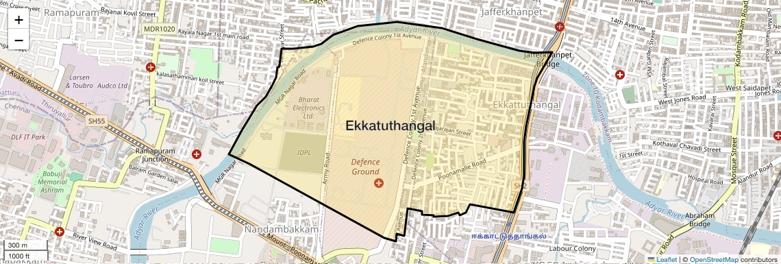 Location Map of Ekkatuthangal, Chennai