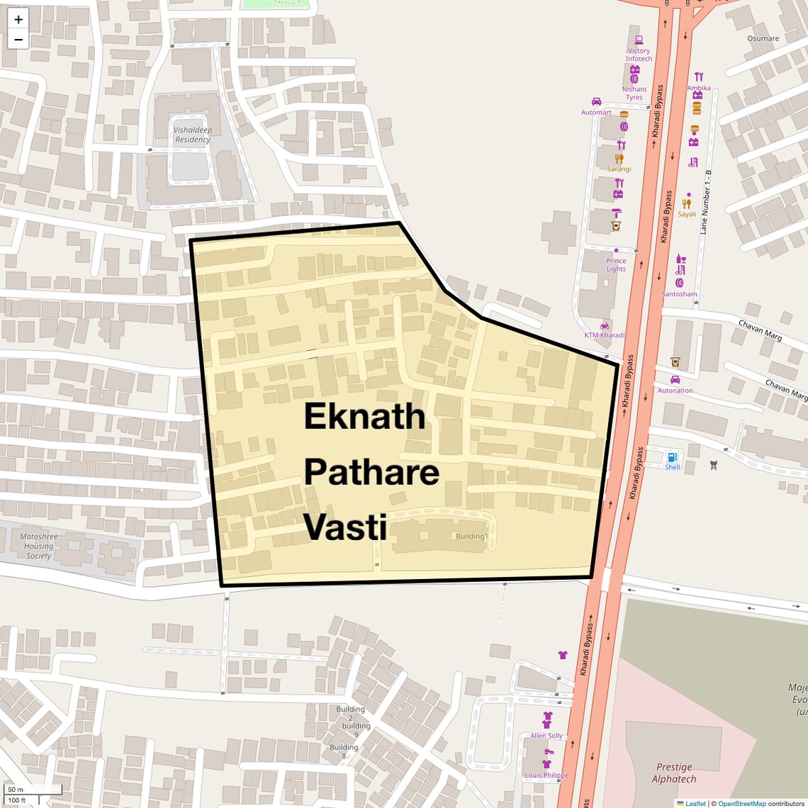 Location Map of Eknath Pathare Vasti, Pune