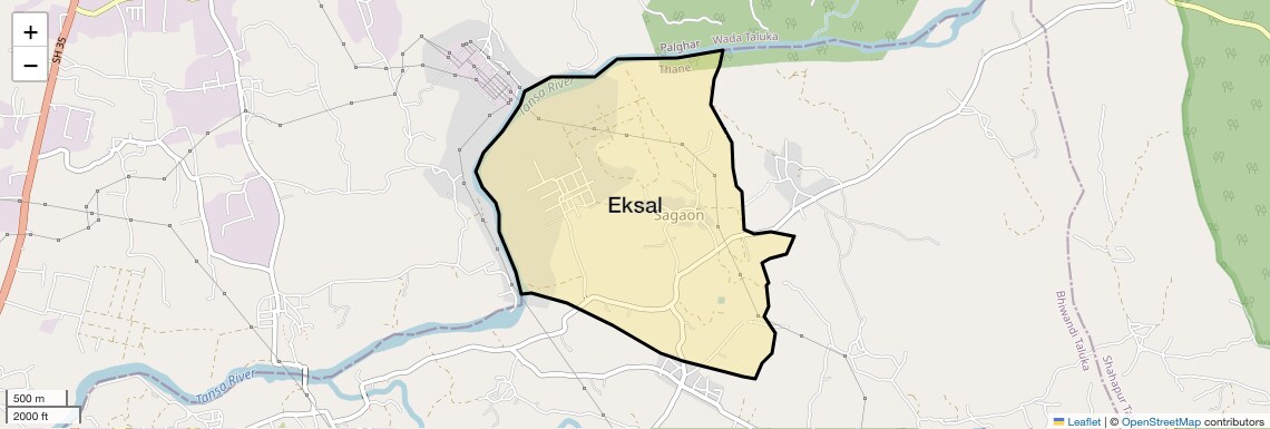 Location Map of Eksal, Thane
