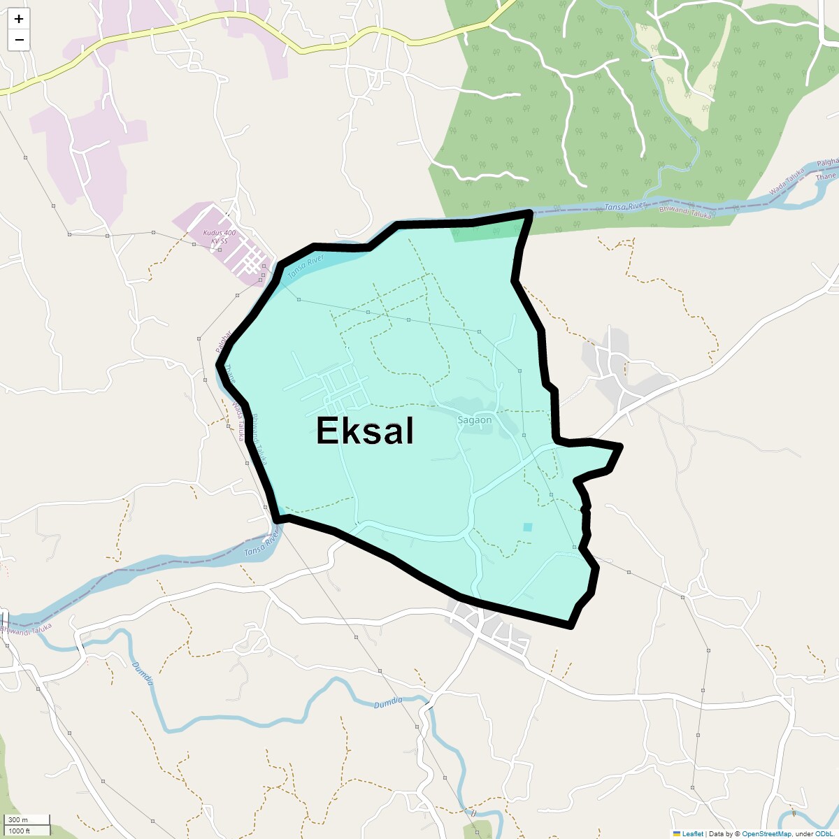 Location Map of Eksal, Thane