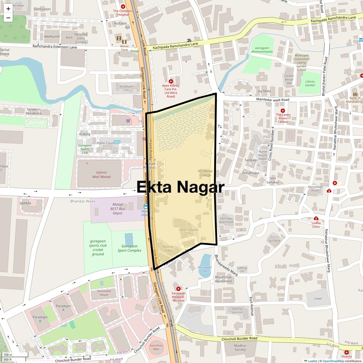 Location Map of Ekta Nagar, Mumbai