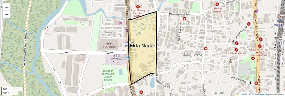 Location Map of Ekta Nagar, Mumbai