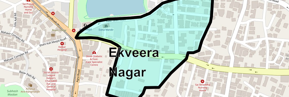 Location Map of Ekveera Nagar, Thane