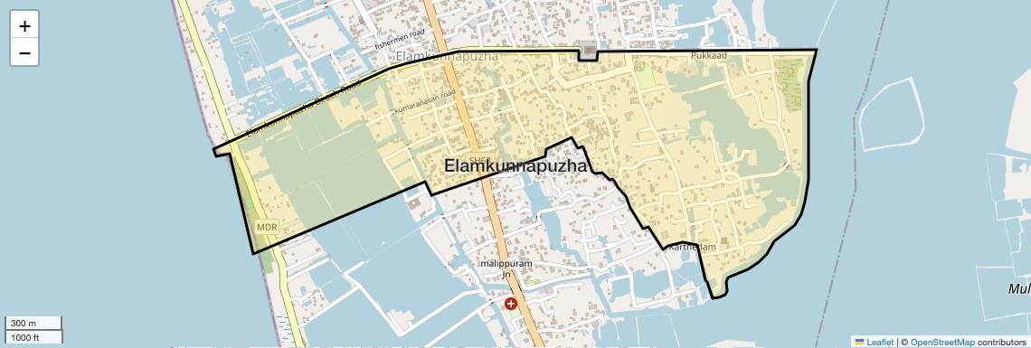 Location Map of Elamkunnapuzha, Kochi