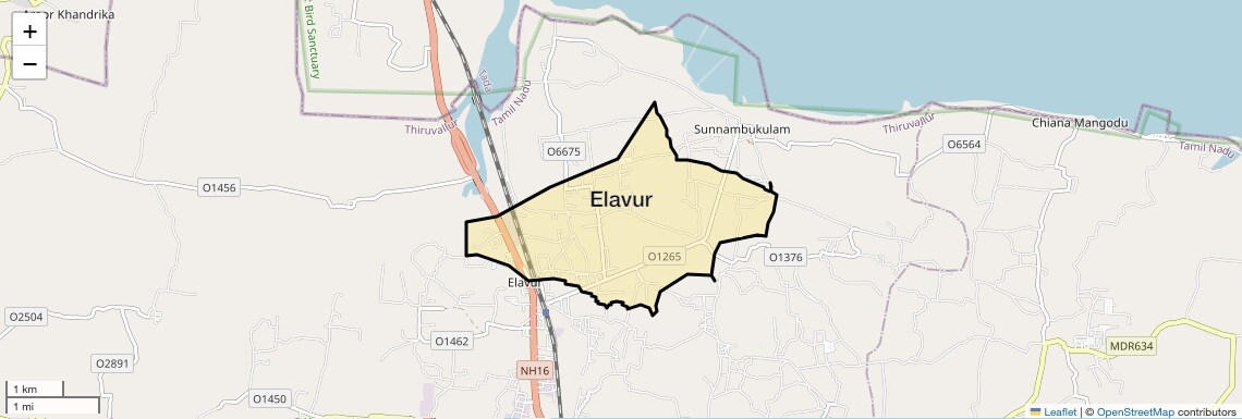 Location Map of Elavur, Chennai