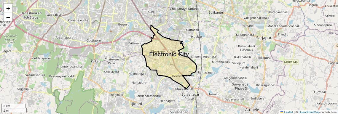 Location Map of Electronic City, Bangalore