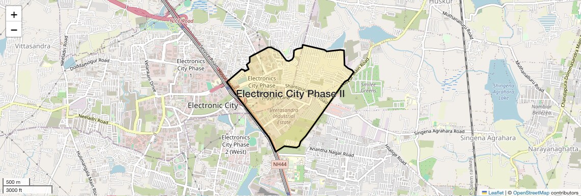 Location Map of Electronic City Phase II, Bangalore