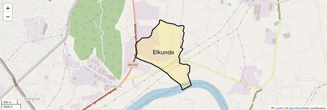 Location Map of Elkunde, Thane