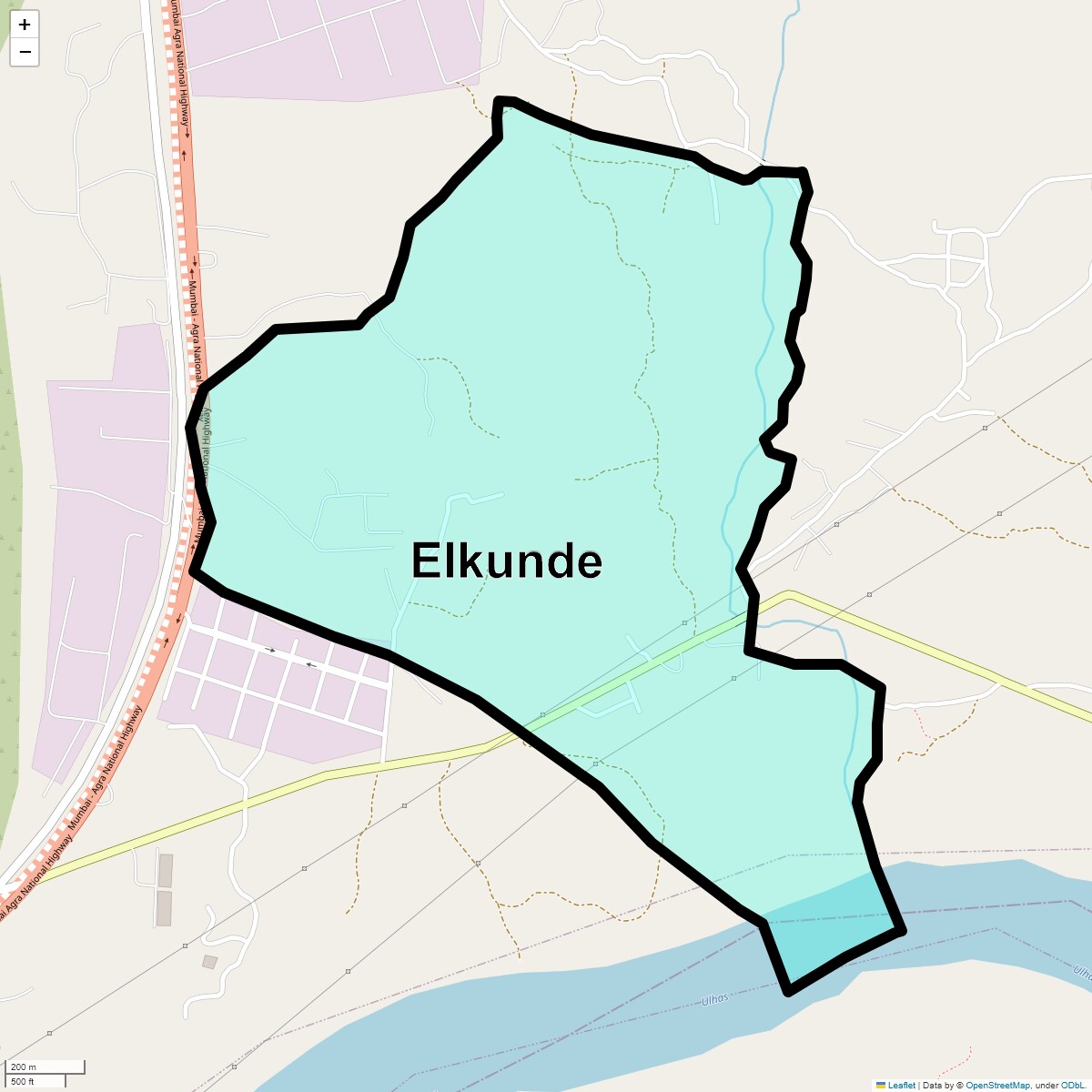 Location Map of Elkunde, Thane