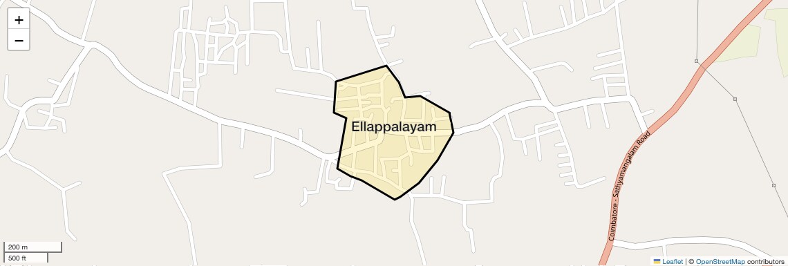 Location Map of Ellappalayam, Coimbatore