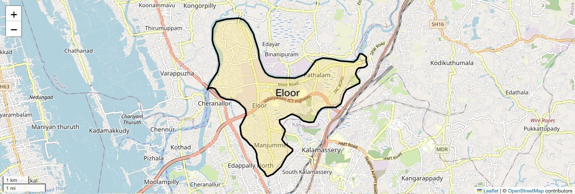 Location Map of Eloor, Kochi