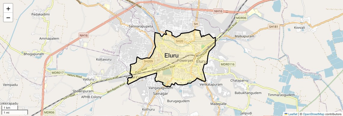 Location Map of Eluru, Vijayawada