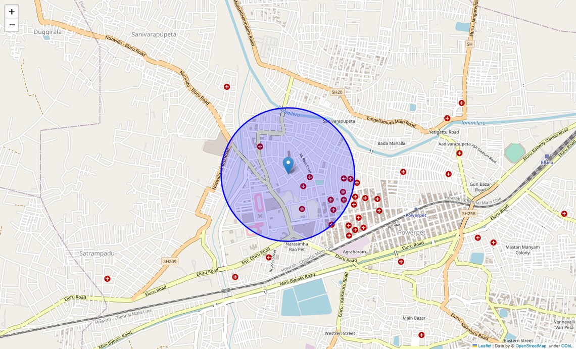 Location Map of Eluru, Vijayawada