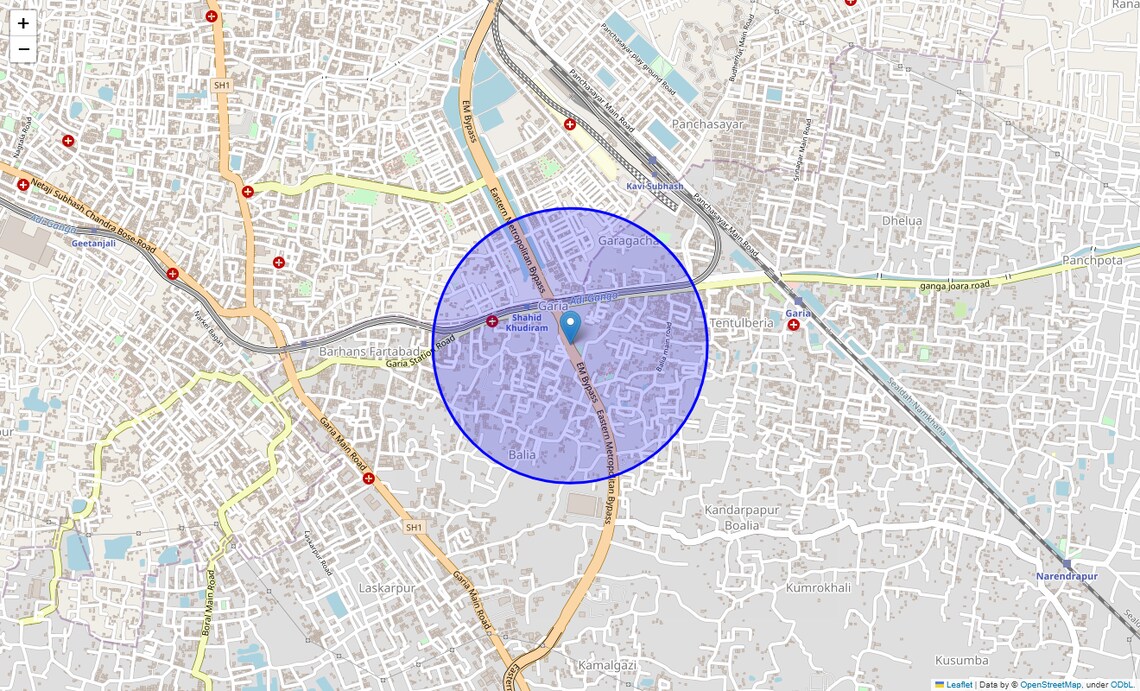 Location Map of EM Bypass, Kolkata