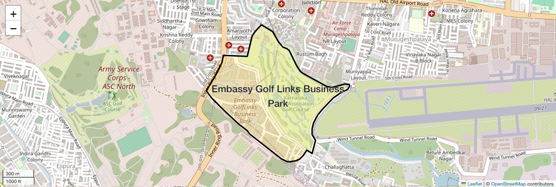 Location Map of Embassy Golf Links Business Park, Bangalore