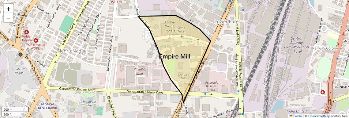 Location Map of Empire Mill, Mumbai