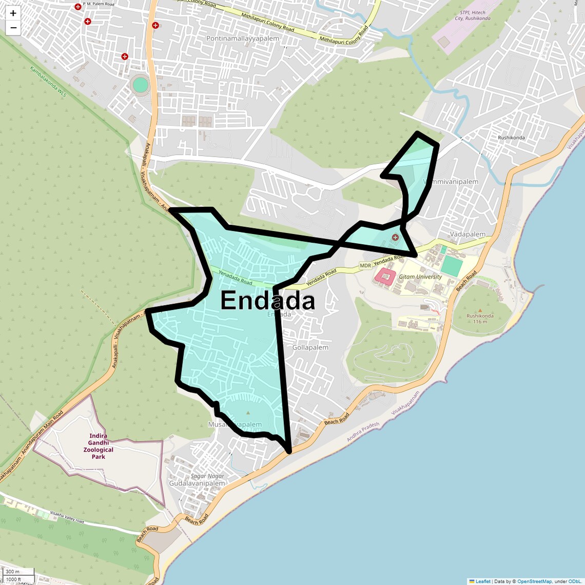 Location Map of Endada, Vizag
