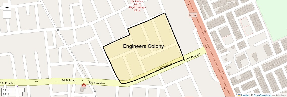 Location Map of Engineers Colony, Jaipur