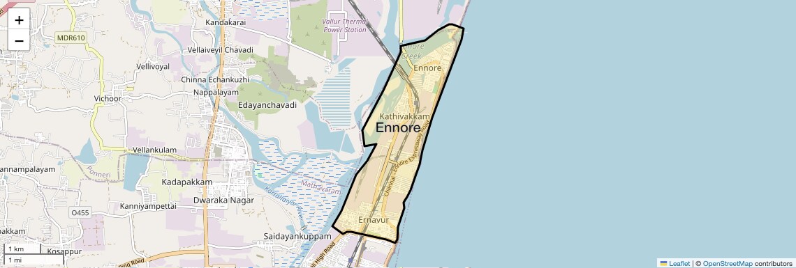 Location Map of Ennore, Chennai