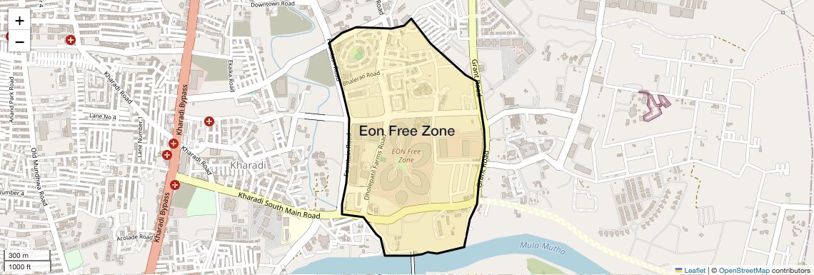 Location Map of Eon Free Zone, Pune