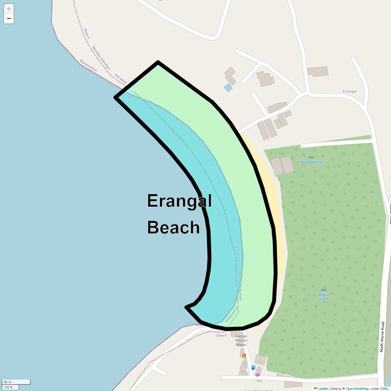 Location Map of Erangal Beach