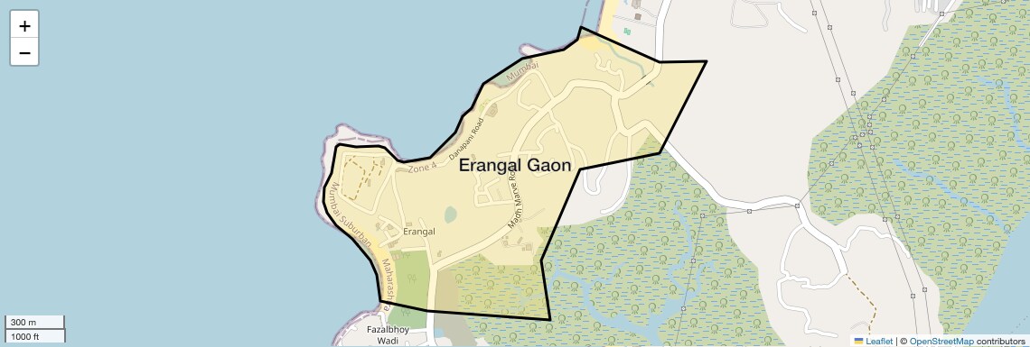 Location Map of Erangal Gaon, Mumbai
